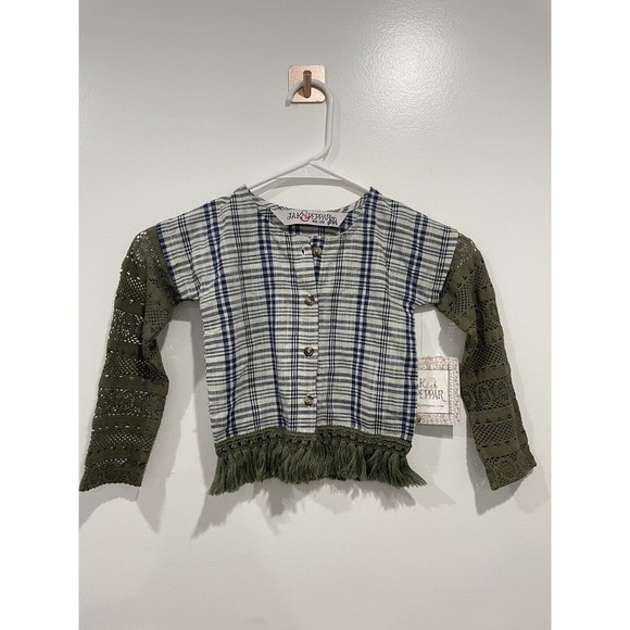 Jak and Peppar Girls Green Plaid Lace Designe Sleeveless Top Size 2t Toddler NWT - Picture 1 of 6